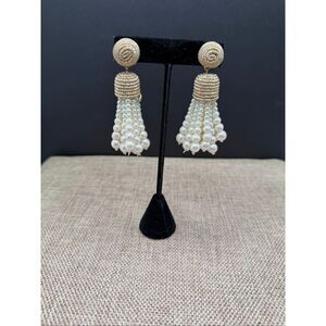 Gold & Pearl Tassel Statement Earrings Vintage-Look  Drop Design